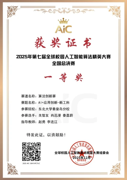National First Prize · Global Campus AI Algorithm Competition certificate