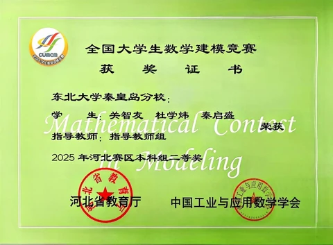 Provincial Second Prize · Mathematical Modeling