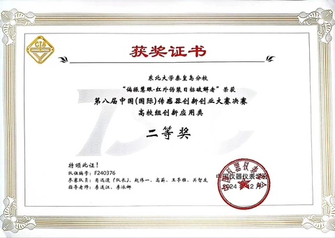 National Second Prize · Sensor Innovation Competition